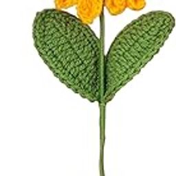 Crochet Sunflower Decor, Knitted Fake Sunflower Crochet Artificial Sunflower with Stem Decoration Handmade Sun Flower Bouquet for Gift Single Stick-image-61