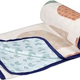 BSB HOME Pure Cotton 120 GSM Reversible Soft Light Weight Printed Double Bed Blanket/AC Dohar/Summer/Skin Friendly Dohar-220x230 cm- Beige-image-11