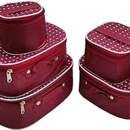 Women's Set of 5 kit Vanity Box for Makeup, Bindi,Shaving Storage Box | Maroon | Cardbord,Raxin-image-108