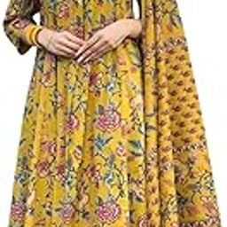 Women's Beautiful Heavy Cottons Stitched Flared Regular Anarkali Kurta with Cottons Pant and Cotton Printed Dupatta Sets for Wedding-image-90