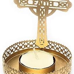 Amishi Blissful Decors Cast Iron Jesus Cross Tea Light Holder with Tea Light Candle for Christmas Home Decoration-image-4