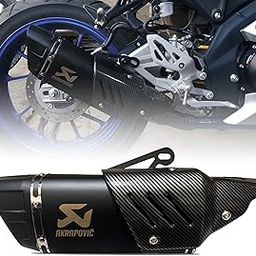 OBEROI'S TRADERS Universal Akrapovic Racing Sports Silencer/Exhaust Muffler Pipe with Carbon Fiber Plate Slip-on Exhaust System for Motorcycle and Scooties (BLACK)-3