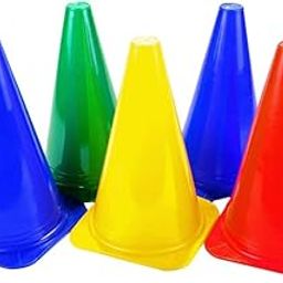 AS Sports 9 inch Cone Marker Pack of 6 (Yellow, Red, Blue, Orange, Green) - Essential Set for Field Training, Agility Drills, and Boundary Marking in Soccer, Football, Basketball, and More-picture-2