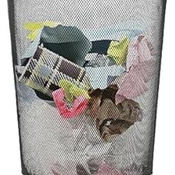 Novelty Store Metal Mesh Dustbins, 1-pk Recycling Wastebasket Bins Open Top 19 litre Dustbins -Black-image-97