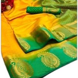 BHOLEBABA CREATION Woven Banarasi Tussar Silk Saree (Green, Yellow)(BBC-138F Yellow-Green_bzr)-31