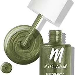 MyGlamm Chromantic Metallic Nail Enamel - 24K Drip (Green Shade) | Chemical Free, Liquid, Chrome, & Long Lasting Nail Polish (10ml)-image-20