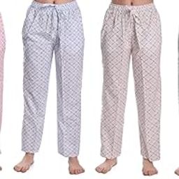 Women's Cotton Casual Style Chequeprinted Pyjama/Pajama Trackpant Loungewear Pyjama (Red,Blue,Brown, Black; Pack Of 4)-picture-7