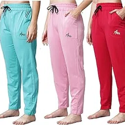 anixa Women's Cotton Solid Pyjama/Night Lounge Pants - Pack of 3-picture-44