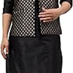 Men's Black Kurta Churidar Set with Self Design Jacket | Festive&Wedding-Wear | Art Silk Fabric | Regular Fit-image-31