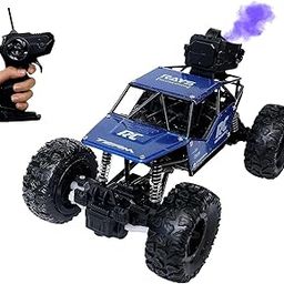 PRIME DEALS High Speed Alloy Metal Body Remote-Control Car 1:16 Racing Car with Fog and Light Rock Crawler 4 Wheel Drive Rock Climber with Mist Smoke Spray Function Monster Car (Medium 2 * 4 Blue)-19