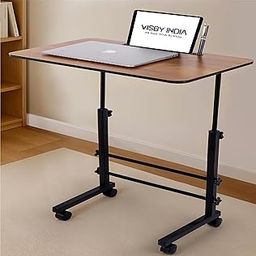 VISBY INDIA Multi-Purpose Laptop Table, Study Table| Bed Table| Adjustable Height, Portable for Office, Work Form Home | DIY Table, Easy to Assemble, Engineered (Wood Adjustable)-3