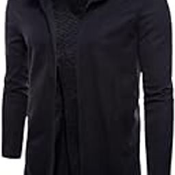 Men's Long Cape Cardigan Sweatshirt Hooded Cloak Outerwear Slim Fit Casual Cardigan-image-5