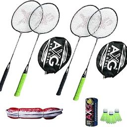 AXG Scratch Resistant A-2000 Badminton Racquets Set of 4 with 3 Plastic Shuttles and Net Badminton Kit (Multicolor)-5