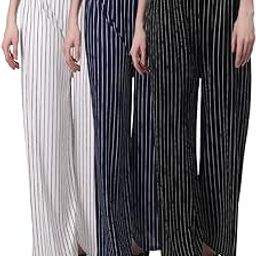 Pack of 3 Parallel Striped Palazzo Pant for Women & Girls-image-4