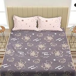 KIDOOS Happy Bear 300 TC Ultra-Soft Cotton Blend King Size Double BEDSHEET with Pillow Covers-image-7