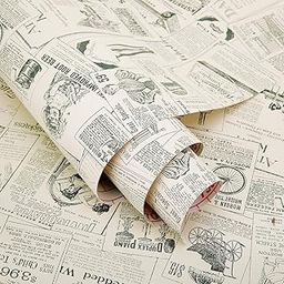 HOYOYO 17x78 Inches Self-Adhesive Shelf Liner, Moisture Proof Drawer Paper Shelf Liner Mildew Proof Antifouling Contact Paper,Newspaper-image-55
