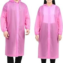 Hooded Raincoat, Full Length, Waterproof, Pink, Adult Unisex-image-67