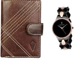 IMPERIOUS Women's Analogue Watch with Brown Leather Wallet Combo with Rakhi for Rakshabandhan. Gift for Sisters & Brothers, Sibling Gift Pack for Raksha Bandhan-25
