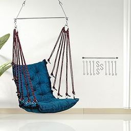 curio centre Swing for Balcony/Hammock Swing for Adults/Swing Chair Wooden - Blue (200 Kgs Capacity, Free Hanging Accessories)-picture-23