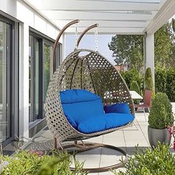 Spyder Craft Double Seater Hammock Swing Chair with Stand and Cushion for Patio Balcony Garden Terrace Living Room Relaxing Chair | Powder Coated Frame-image-45