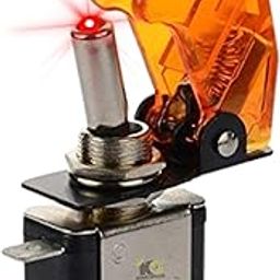 Kingspade Blue Transparent Color Heavy Duty Toggle Switch Light Covered Illuminated Lit| Aircraft Safety Flip Cover|12V DC 20A for Cars (Dark Yellow)-8