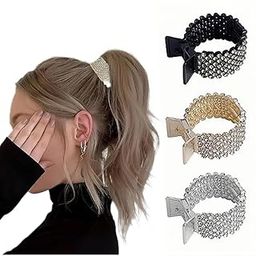3PCS Styles Hair Claw Clips for High Ponytail, High Ponytail Fixed Hair Clip,Rhinestone Shark Hair Clips, Small Hair Clips for High Ponytail for Women or girls (ASSORTED DESIGN) (MULTI COLOR)-35