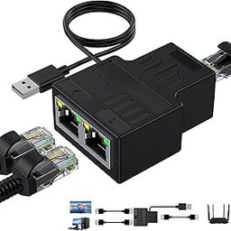 HRSDEIE Ethernet Splitter 1 in 2 Out High Speed 100Mbps, Ethernet Switch 2 Port RJ45 LAN Switch Network Splitter-32