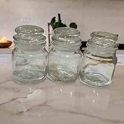 Glass Storage Jars with Lids, 310 ml, Round, Set of 3, Transparent-image-38