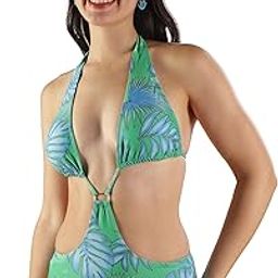 Women Swimwear Green with Cover-up- Floral Printed One-Piece Monokini with Sarong | Plunge Neck for Elegant Beach Style | Stylish & Comfortable Women Swimsuit | Fashionable Beach wear-image-84