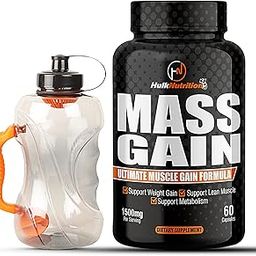 Hulk Nutrition Bulk Gain Mass & Weight Gainer Capsule for Fast Weight & Muscle Gain, Muscle Building Weight Lifters Supplement for Muscle Growth, Stamina & Strength, Men & Women - 60 Capsules | Free Gallon-image-1