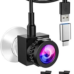 Eye Contact 1080P Webcam with Microphone for PC and Laptop, Adjustable Focus Center Cam USB C/A Camera, Middle Screen Webcam for Online Conferencing, Zoom/Skype Meetings, Live Streaming, Windows/macOS-12