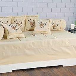 Rj Products Designer Embroidery Diwan Set of 8 Pieces cream color-image-48