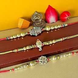 PoPo Toys Traditional Premium Rakhi Combo for Brother – Celebrate The Eternal Sibling Bond |3 Assorted Rakhis| Kundan Rakhi | Raksha Bhandhan | Free Roli Chawal-image-98