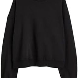 Solid Cropped Sweatshirt Long Sleeves Round Neck for Women's-image-20
