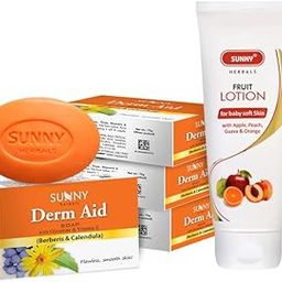 Sunny Fruit Lotion(100ml) & Derm Aid Soap(4*75gm) | For a Youthful & Glowing Complexion | Removes Dark Spots & Blemishes | For Rashes and Infection Free Skin | Counters Dry Skin & Keeps it Radiant-picture-25