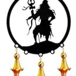 Acrylic Lord Shiva Trishul Car Hanging Car Rear View Mirror Decor Ornament Accessories Good Luck Dream Catcher Positive Vibes Balcony, Gift, Car, Wind Chimes, Room (Shiva Trishul) 1 Pcs, Black LA640-6