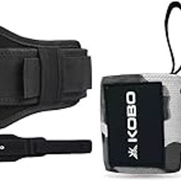 Kobo WTB-13 Weight Lifting Gym Belt 5.5" Wide & Kobo WTA-04 Camouflage Grey Wrist Wraps with Thumb Loop - Professional Wrist Support Braces (Camouflage-Grey)-image-67