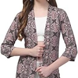 Women's Long Shrug Printed 3/4 Length Sleeve Front Open-10