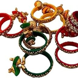 Silk Thread Kada with Latkan, Premium Handcrafted Bangles for Women, Free Size (2 kada)-25