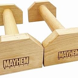 Mayhem Muscle Solid Wood Handstand Push up Bars Non Slip Calisthenics Planche Home Gym Workout parallettes Parallel l p Sits Solid Stands (12 inches)-picture-21