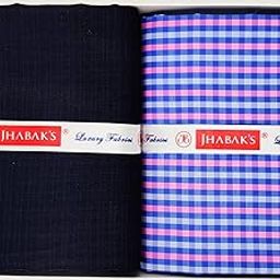 JHABAK'S Premium Checks Shirt and Trouser Fabric - Cotton Blend Material - 2.25m Shirt Cloth - 1.20m Pant Piece for Men (Blue and Bright Pink Checks)-image-96