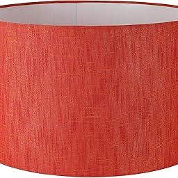 Sanded Edge - SMARTLY Priced Cotton Fabric LAMP Shade 14X16X12 inch Round Tapered and Sleek Modern Design Floor Lamp Base only- Walnut Finish-Without Shade (Red Shade)-image-11