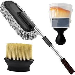 Shopfer Car Cleaning Combo Kit – 3-in-1 Set with Microfiber Duster & Soft Brushes for Interior & Exterior Car, SUV & Motorbike Care-12