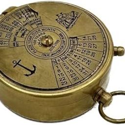 Brass Calendar Compass Antique Solid Brass Pocket Calendar Lid Compass Best Gift Item-image-42