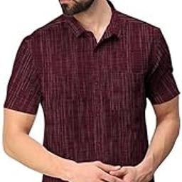 Men's Khadi Cotton Regular Fit Half Sleeves Casual Shirt-picture-20