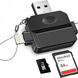 FACTOTECH New 5 in 1 TF & SD Card Reader for iPhone with Type-C,USB Ports,Lighting, Portable Memory Card Reader Compatible with TF, SD, SDXC, SDHC,MMC, RS-MMC, Micro SDXC for Android & iPhone Phone-23