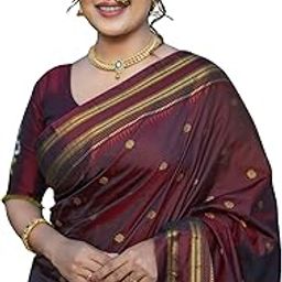 Women's Kanjivaram Soft Silk Saree With Unstitched Blouse Piece (Brown)-image-41