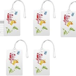 100yellow® World Tour Luggage Tag, Travel Luggage Suitcase Baggage Id Identifier Name Address Label with Silicon Strap-Pack of 5-36