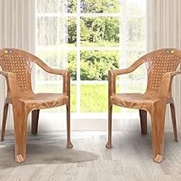 Prima Plastic Chair for Living Room | Set of 2 | Chair for Home, Living Room, Multipurpose | Stackable Chair with arm | 100% Virgin Plastic | Chair-2037 (Sandalwood Colour)-17