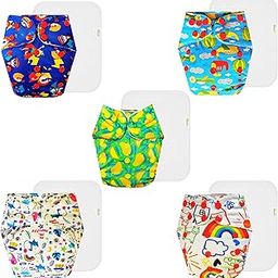 Dumbledo Premium Cloth Diaper with Cotton Insert (Pack of 5) | Hypoallergenic | 6-Layer Absorbent Pad | Travel Friendly | Perfect for Indian Summers | 3 Months – 3 Years | Unisex Baby-image-93